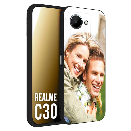 CUSTOMIZZA - Custodia cover nera morbida in tpu compatibile per Oppo Realme C30 personalizzata con foto immagine scritta a piacere