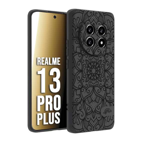 CUSTOMIZZA - Custodia cover nera morbida in tpu compatibile per Realme 13 PRO PLUS mandala nero fiore vedo non vedo donna