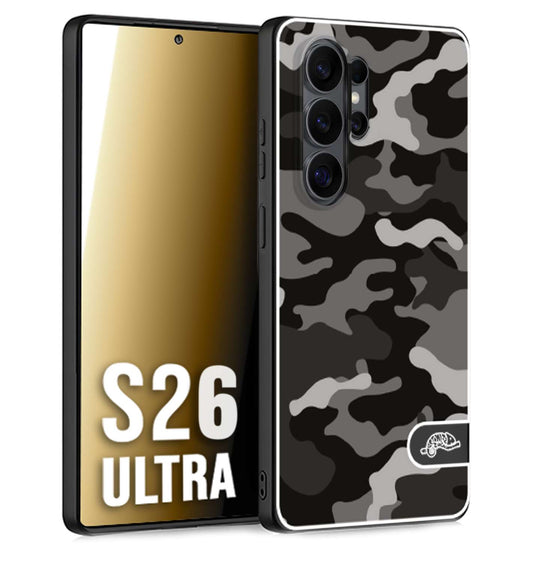 CUSTOMIZZA - Custodia cover nera morbida in tpu compatibile per Samsung S26 ULTRA camouflage mimetico militare nero black grigio