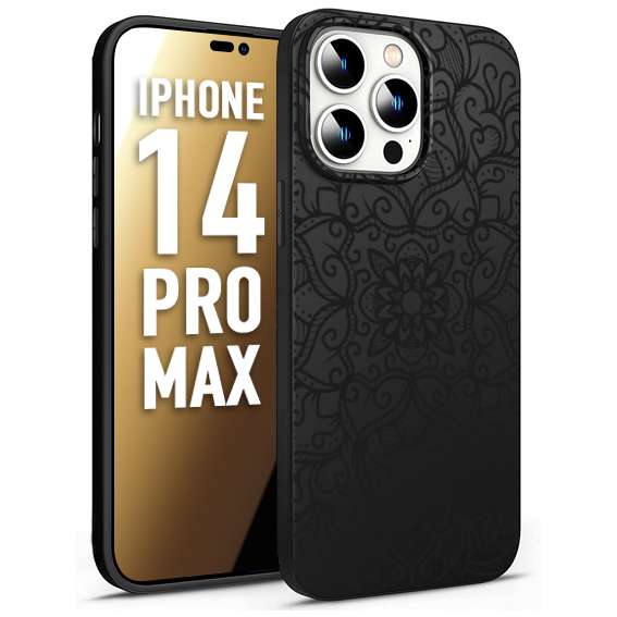 CUSTOMIZZA - Custodia cover nera morbida in tpu compatibile per iPhone 14 PRO MAX mandala nero fiore vedo non vedo donna