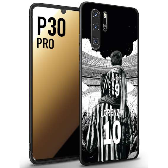 CUSTOMIZZA - Custodia cover nera morbida in tpu compatibile per Huawei P30 PRO personalizzata calcio football nome e numero calciatori bianconeri bianca e nera
