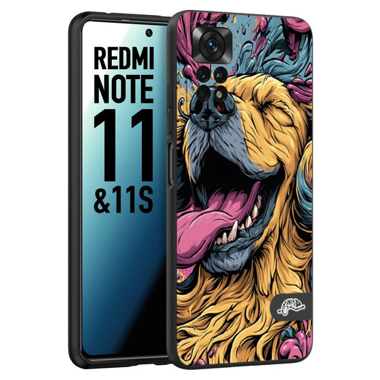 CUSTOMIZZA - Custodia cover nera morbida in tpu compatibile per Xiaomi Redmi Note 11 -  Note 11S Golden Retriever illustrazione cane pop art cane street art cartone animato