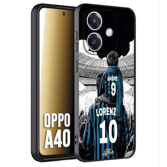 CUSTOMIZZA - Custodia cover nera morbida in tpu compatibile per Oppo A40 personalizzata calcio football padre e figlio calciatori nerazzurra