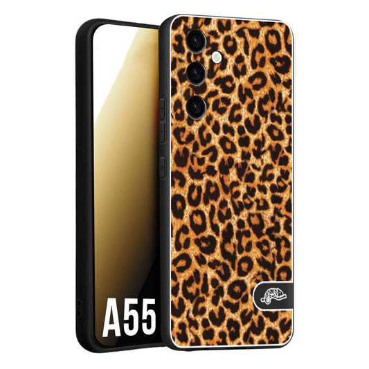 CUSTOMIZZA - Custodia cover nera morbida in tpu compatibile per Samsung A55 5G leopardato maculato donna marrone leopard brown