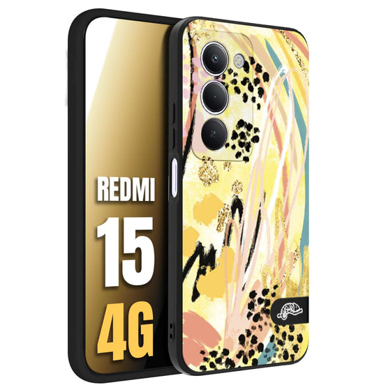 CUSTOMIZZA - Custodia cover nera morbida in tpu compatibile per Xiaomi Redmi 15 4G astratti donna flower fantasia estate gialla rosa leopardata