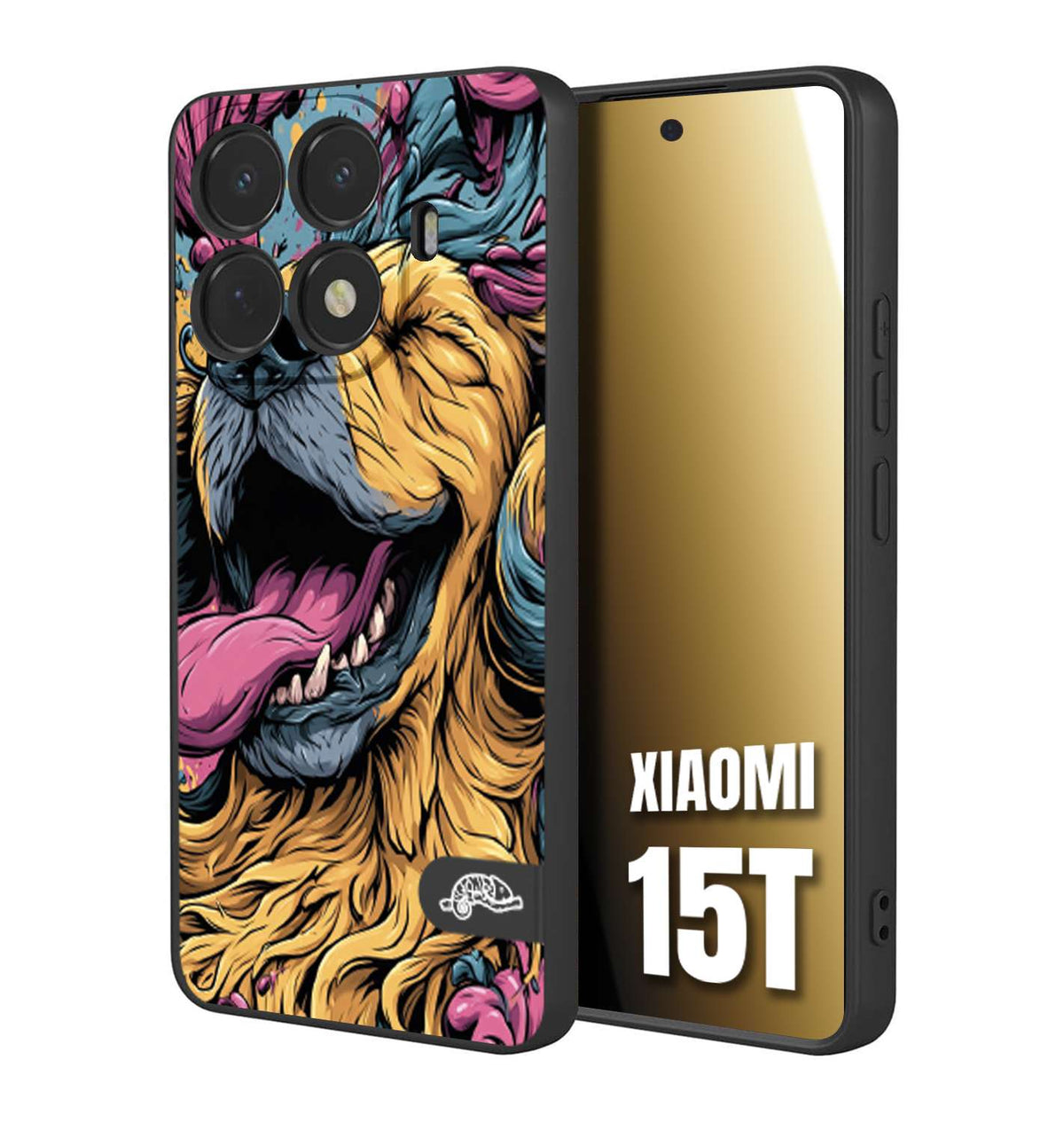 CUSTOMIZZA - Custodia cover nera morbida in tpu compatibile per Xiaomi 15T Golden Retriever illustrazione cane pop art cane street art cartone animato