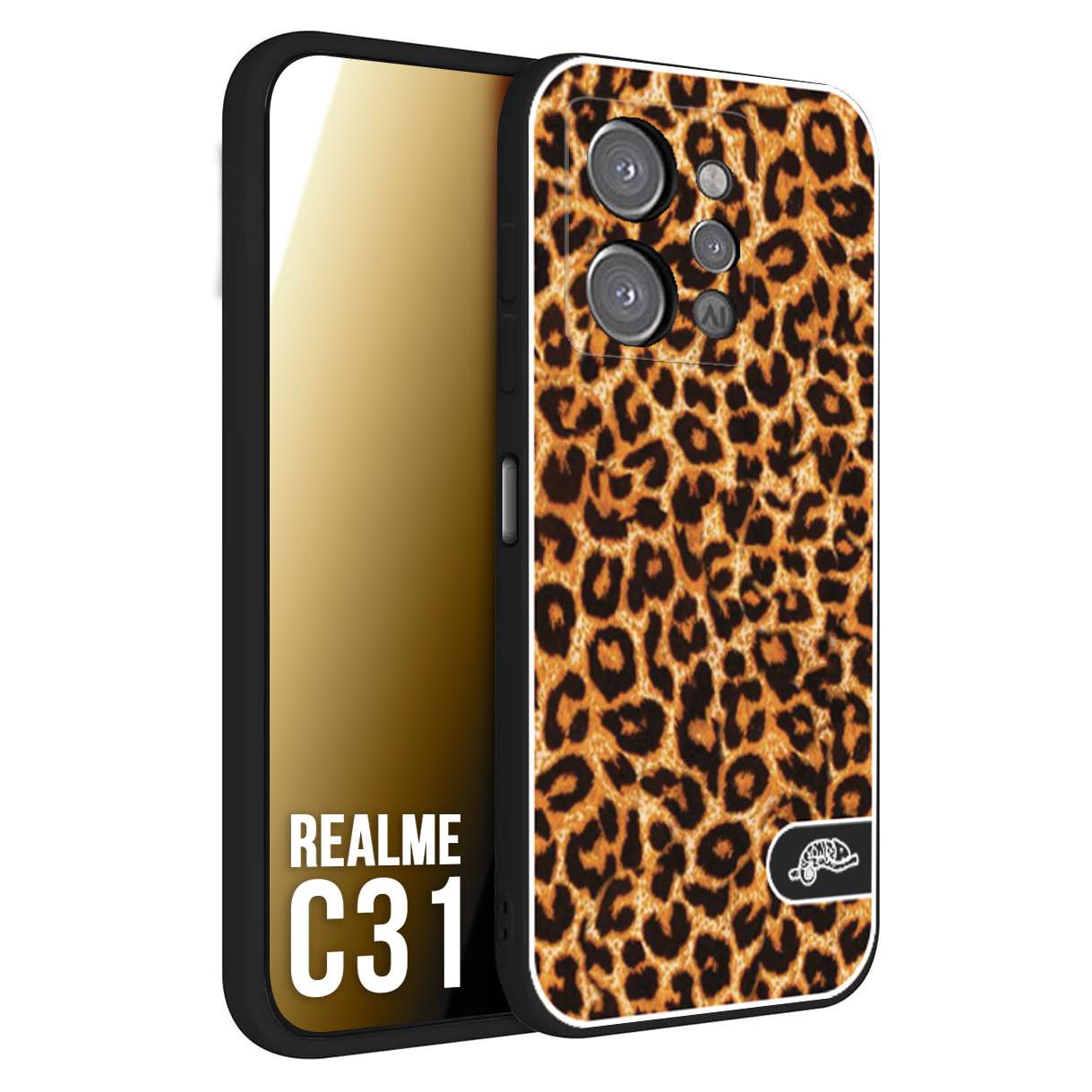 CUSTOMIZZA - Custodia cover nera morbida in tpu compatibile per Oppo Realme C31 leopardato maculato donna marrone leopard brown