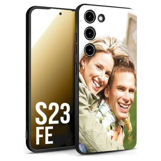 CUSTOMIZZA - Custodia cover nera morbida in tpu compatibile per Samsung S23 FE personalizzata con foto immagine scritta a piacere