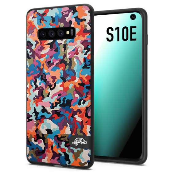 CUSTOMIZZA - Custodia cover nera morbida in tpu compatibile per Samsung S10E camouflage mimetico militare moderno blu arancio rosa