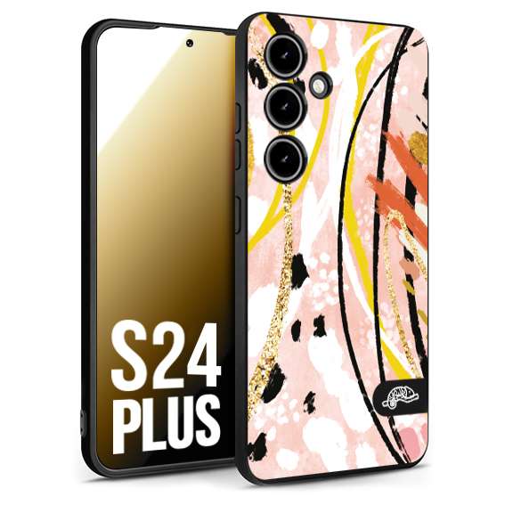 CUSTOMIZZA - Custodia cover nera morbida in tpu compatibile per Samsung S24 PLUS fiori astratti donna zebrato leopardato fantasia dorata gialla rosa colorata