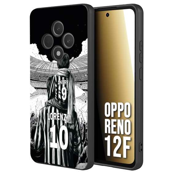 CUSTOMIZZA - Custodia cover nera morbida in tpu compatibile per Oppo Reno 12F personalizzata calcio football nome e numero calciatori bianconeri bianca e nera