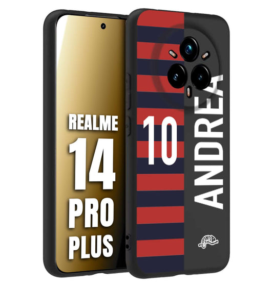 CUSTOMIZZA - Custodia cover nera morbida in tpu compatibile per Realme 14 PRO PLUS personalizzata calcio football nome e numero calciatori rossoblu