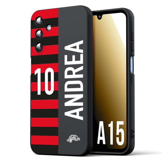 CUSTOMIZZA - Custodia cover nera morbida in tpu compatibile per Samsung A15 5G personalizzata calcio football nome e numero calciatori rossonera