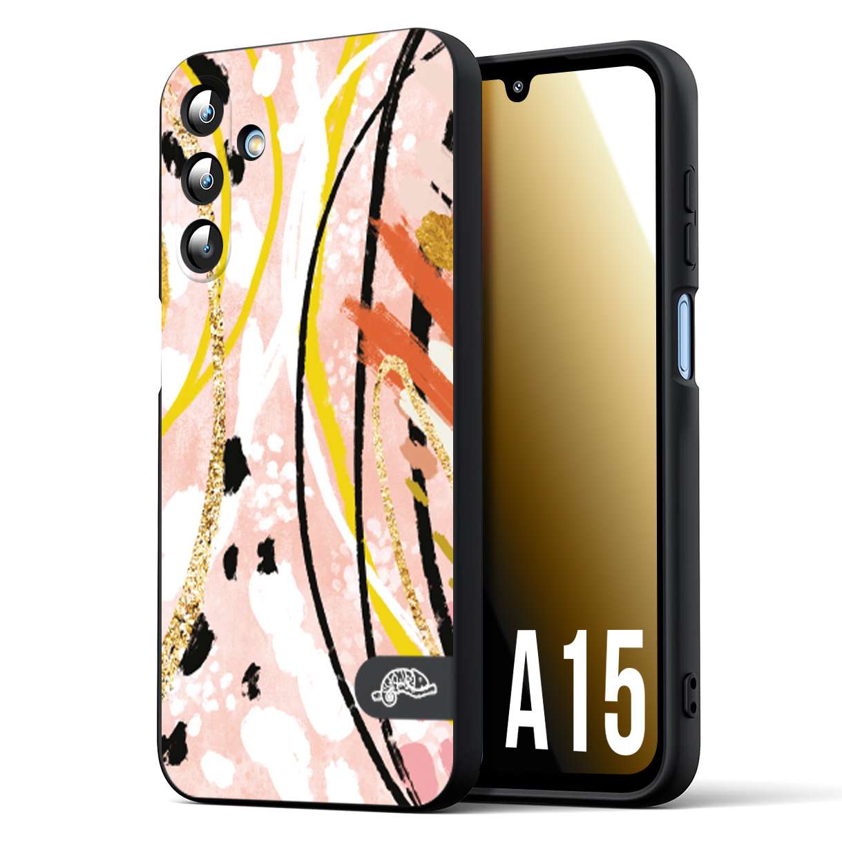 CUSTOMIZZA - Custodia cover nera morbida in tpu compatibile per Samsung A15 5G fiori astratti donna zebrato leopardato fantasia dorata gialla rosa colorata