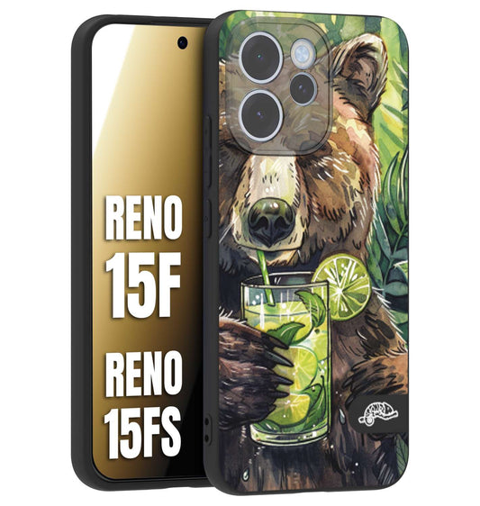CUSTOMIZZA - Custodia cover nera morbida in tpu compatibile per Oppo Reno 15 F - Reno 15 FS fiori estate disegnata cocktails animali simpatici orso bear negroni