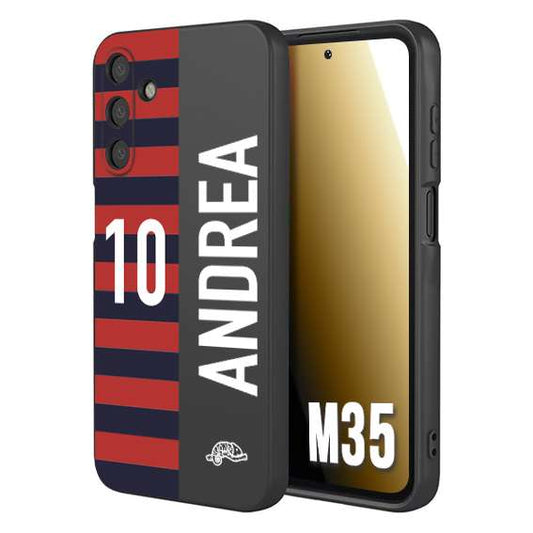 CUSTOMIZZA - Custodia cover nera morbida in tpu compatibile per Samsung M35 personalizzata calcio football nome e numero calciatori rossoblu