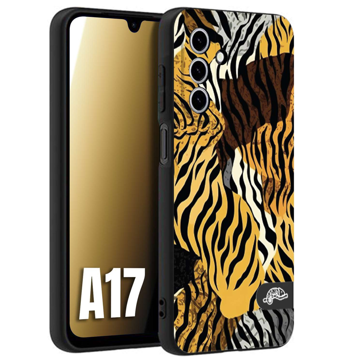CUSTOMIZZA - Custodia cover nera morbida in tpu compatibile per Samsung A17 leopardato tigrato tiger colorata donna fashion estate