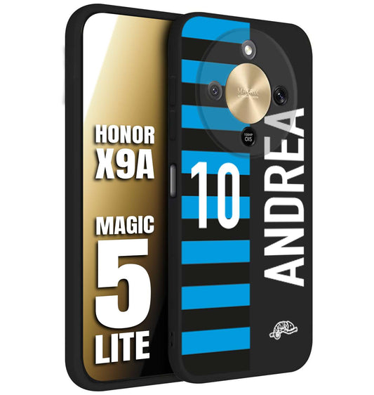 CUSTOMIZZA - Custodia cover nera morbida in tpu compatibile per Honor X9A - Honor Magic 5 Lite personalizzata calcio football nome e numero calciatori nerazzurra