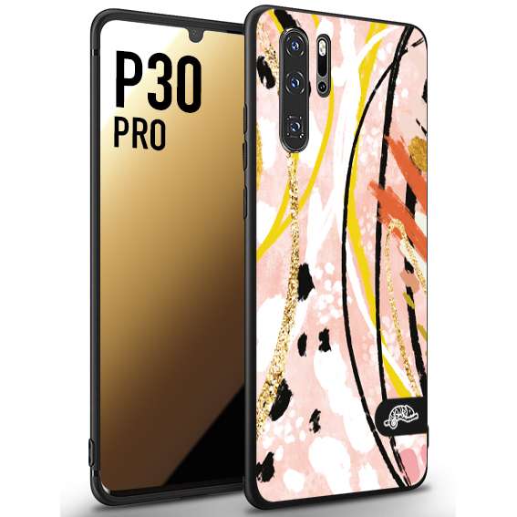 CUSTOMIZZA - Custodia cover nera morbida in tpu compatibile per Huawei P30 PRO fiori astratti donna zebrato leopardato fantasia dorata gialla rosa colorata