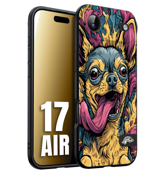 CUSTOMIZZA - Custodia cover nera morbida in tpu compatibile per iPhone 17 AIR Chihuahua illustrazione cane pop art cane street art cartone animato