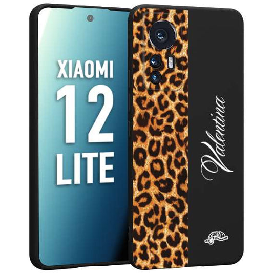 CUSTOMIZZA - Custodia cover nera morbida in tpu compatibile per Xiaomi 12 LITE custom nome scritta leopardato maculato donna marrone leopard