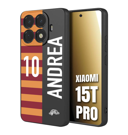 CUSTOMIZZA - Custodia cover nera morbida in tpu compatibile per Xiaomi 15T PRO personalizzata calcio football nome e numero calciatori giallo rossi