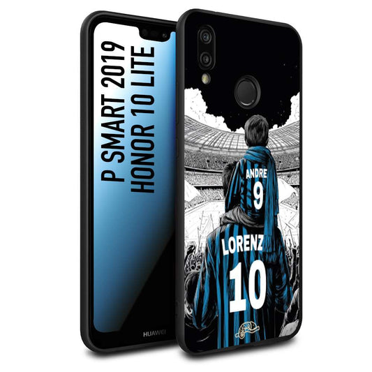 CUSTOMIZZA - Custodia cover nera morbida in tpu compatibile per Huawei P Smart 2019 personalizzata calcio football padre e figlio calciatori nerazzurra