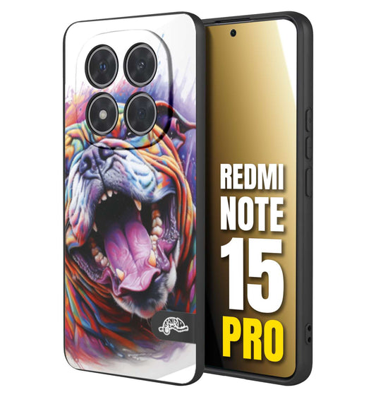 CUSTOMIZZA - Custodia cover nera morbida in tpu compatibile per Xiaomi Redmi Note 15 PRO animali color bulldog cane dog colori vibranti disegnato schizzo