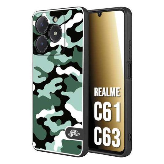 CUSTOMIZZA - Custodia cover nera morbida in tpu compatibile per Oppo C61 - C63 camouflage mimetico militare verde green