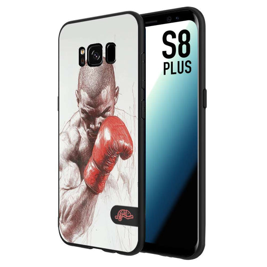 CUSTOMIZZA - Custodia cover nera morbida in tpu compatibile per Samsung S8 PLUS pugilato pugili disegno tattoo guantoni box sport primo piano