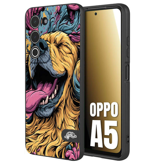 CUSTOMIZZA - Custodia cover nera morbida in tpu compatibile per Oppo A5 Golden Retriever illustrazione cane pop art cane street art cartone animato