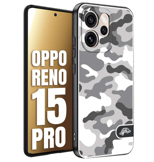 CUSTOMIZZA - Custodia cover nera morbida in tpu compatibile per Oppo Reno 15 PRO camouflage mimetico militare bianco white