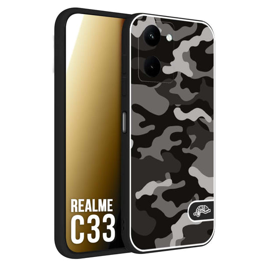 CUSTOMIZZA - Custodia cover nera morbida in tpu compatibile per Oppo Realme C33 camouflage mimetico militare nero black grigio