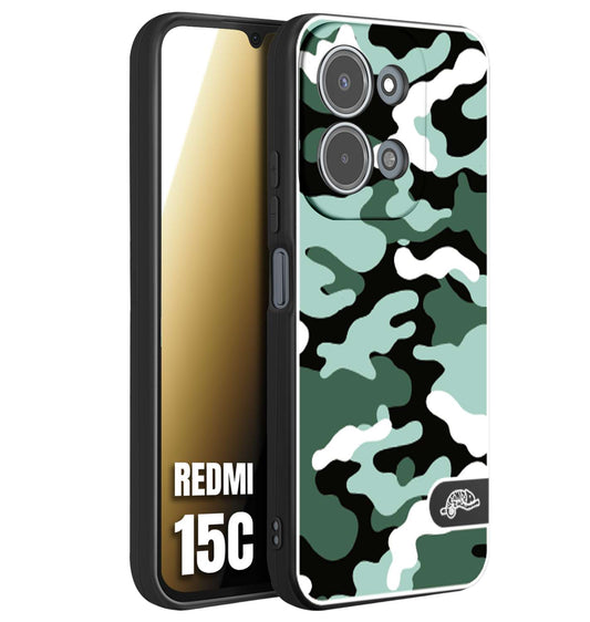 CUSTOMIZZA - Custodia cover nera morbida in tpu compatibile per Xiaomi Redmi 15C camouflage mimetico militare verde green