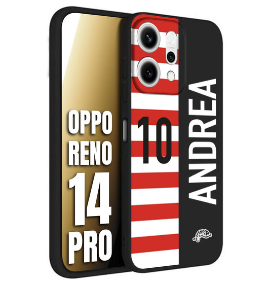 CUSTOMIZZA - Custodia cover nera morbida in tpu compatibile per Oppo Reno 14 PRO personalizzata calcio football nome e numero calciatori bianco rossa