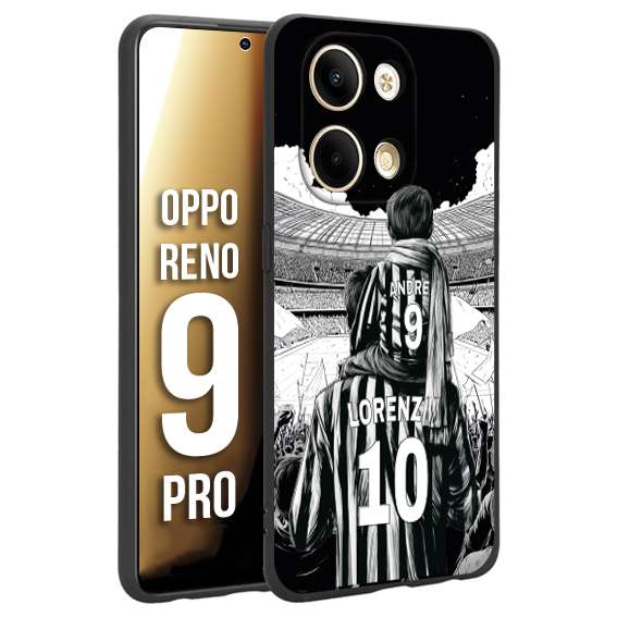 CUSTOMIZZA - Custodia cover nera morbida in tpu compatibile per Oppo Reno 9 PRO personalizzata calcio football nome e numero calciatori bianconeri bianca e nera