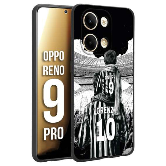 CUSTOMIZZA - Custodia cover nera morbida in tpu compatibile per Oppo Reno 9 PRO personalizzata calcio football nome e numero calciatori bianconeri bianca e nera