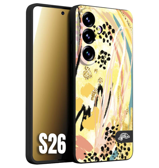 CUSTOMIZZA - Custodia cover nera morbida in tpu compatibile per Samsung S26 astratti donna flower fantasia estate gialla rosa leopardata