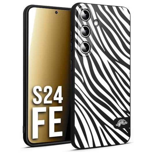 CUSTOMIZZA - Custodia cover nera morbida in tpu compatibile per Samsung S24 FE zebrata maculata a rilievo soft touch donna bianca