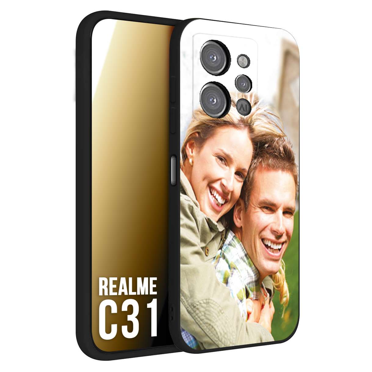 CUSTOMIZZA - Custodia cover nera morbida in tpu compatibile per Oppo Realme C31 personalizzata con foto immagine scritta a piacere