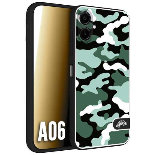 CUSTOMIZZA - Custodia cover nera morbida in tpu compatibile per Samsung A06 camouflage mimetico militare verde green