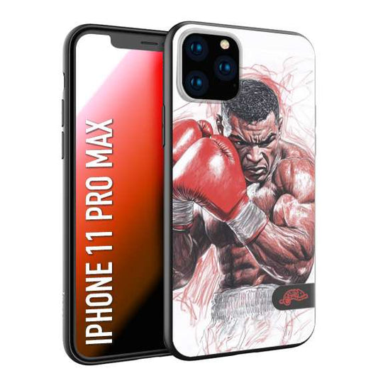 CUSTOMIZZA - Custodia cover nera morbida in tpu compatibile per iPhone 11 PRO MAX pugilato pugili disegno tattoo guantoni boxer pesi massimi iron mike