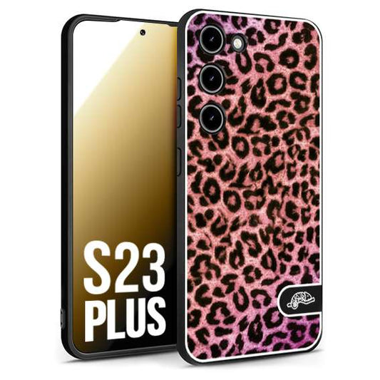 CUSTOMIZZA - Custodia cover nera morbida in tpu compatibile per Samsung S23 PLUS leopardato maculato donna rosa leopard