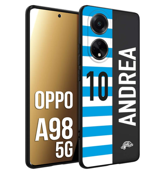 CUSTOMIZZA - Custodia cover nera morbida in tpu compatibile per Oppo A98 5G personalizzata calcio football nome e numero calciatori biancazzurri