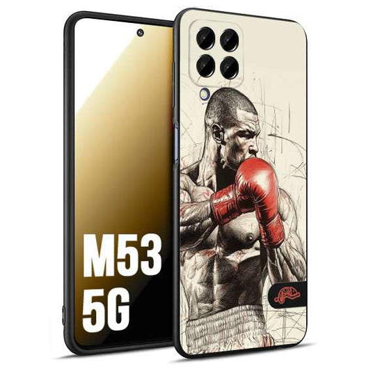 CUSTOMIZZA - Custodia cover nera morbida in tpu compatibile per Samsung M53 5G pugilato pugili disegno tattoo guantoni box sport ring