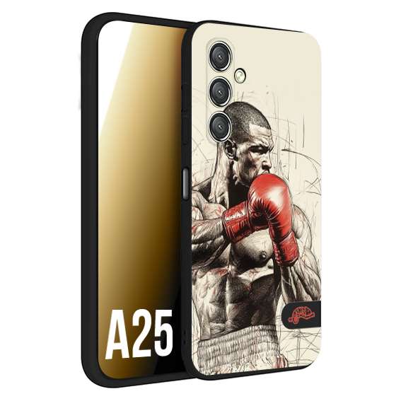 CUSTOMIZZA - Custodia cover nera morbida in tpu compatibile per Samsung A25 pugilato pugili disegno tattoo guantoni box sport ring