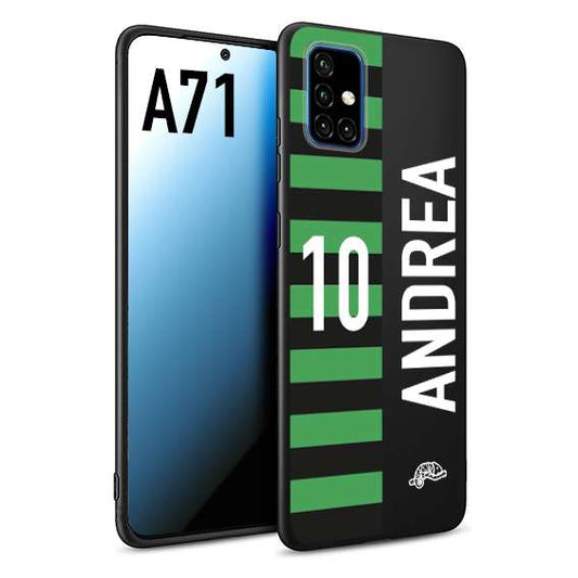 CUSTOMIZZA - Custodia cover nera morbida in tpu compatibile per Samsung A71 personalizzata calcio football nome e numero calciatori neroverde