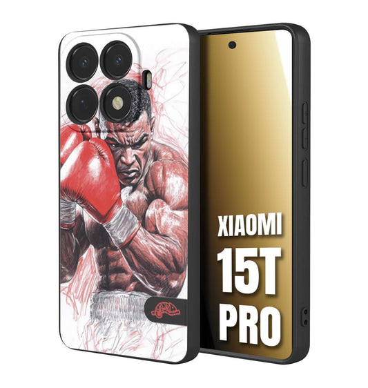 CUSTOMIZZA - Custodia cover nera morbida in tpu compatibile per Xiaomi 15T PRO pugilato pugili disegno tattoo guantoni boxer pesi massimi iron mike