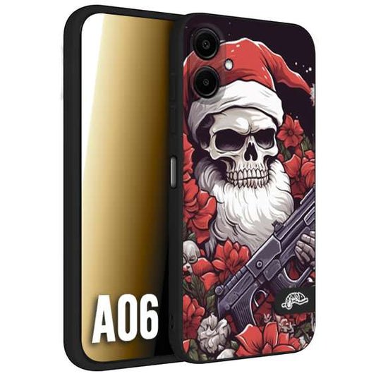 CUSTOMIZZA - Custodia cover nera morbida in tpu compatibile per Samsung A06 teschio natale santa claus fiori tattoo disegnato