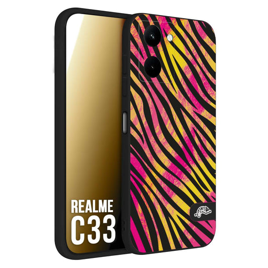 CUSTOMIZZA - Custodia cover nera morbida in tpu compatibile per Oppo Realme C33 zebrata maculata a rilievo soft touch donna fucsia gialla